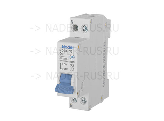 Модульный автоматический выключатель NDB1-32C6/1P+N Вид справа